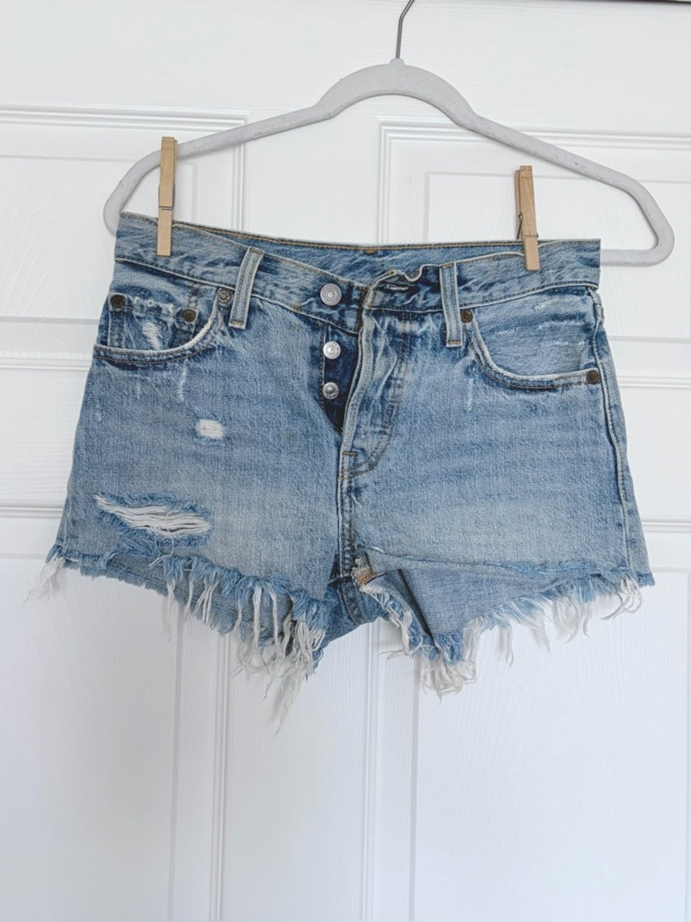 Levi's 501 Classic Light Blue Denim Cutoff Shorts — Size 24